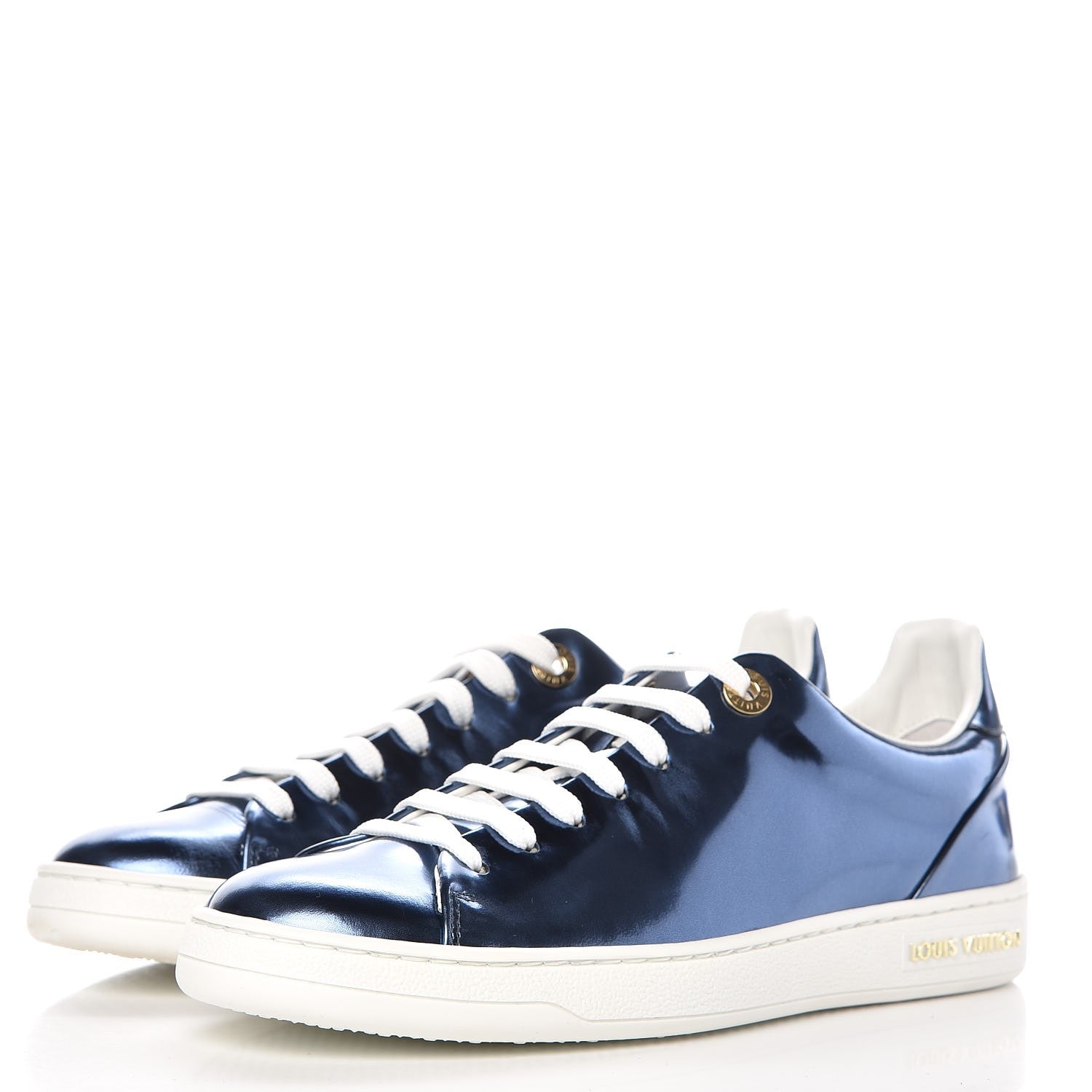 Louis Vuitton Metallic Calfskin Frontrow Sneakers 36 Blue 3 of 10