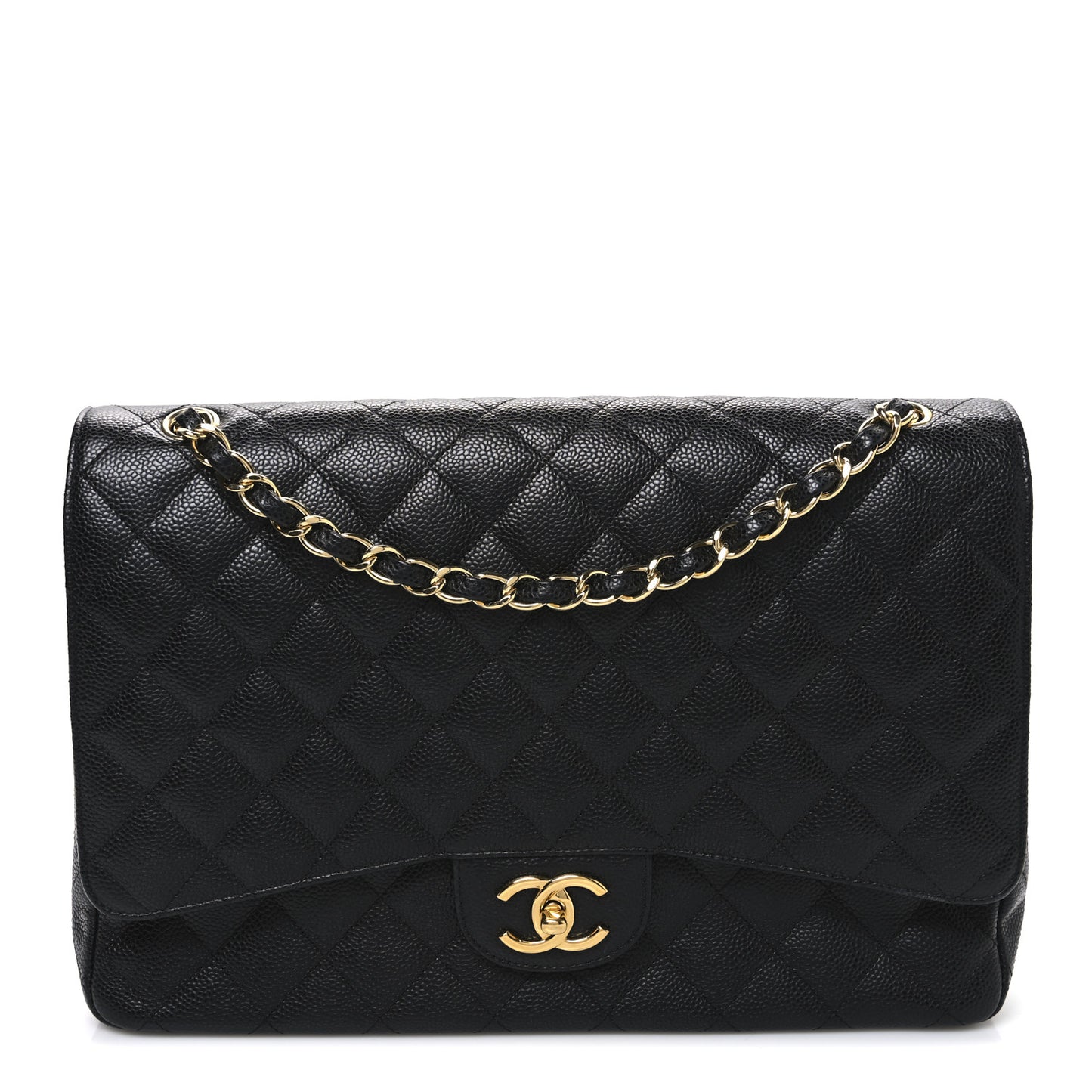 Caviar Quilted Maxi Double Flap Black