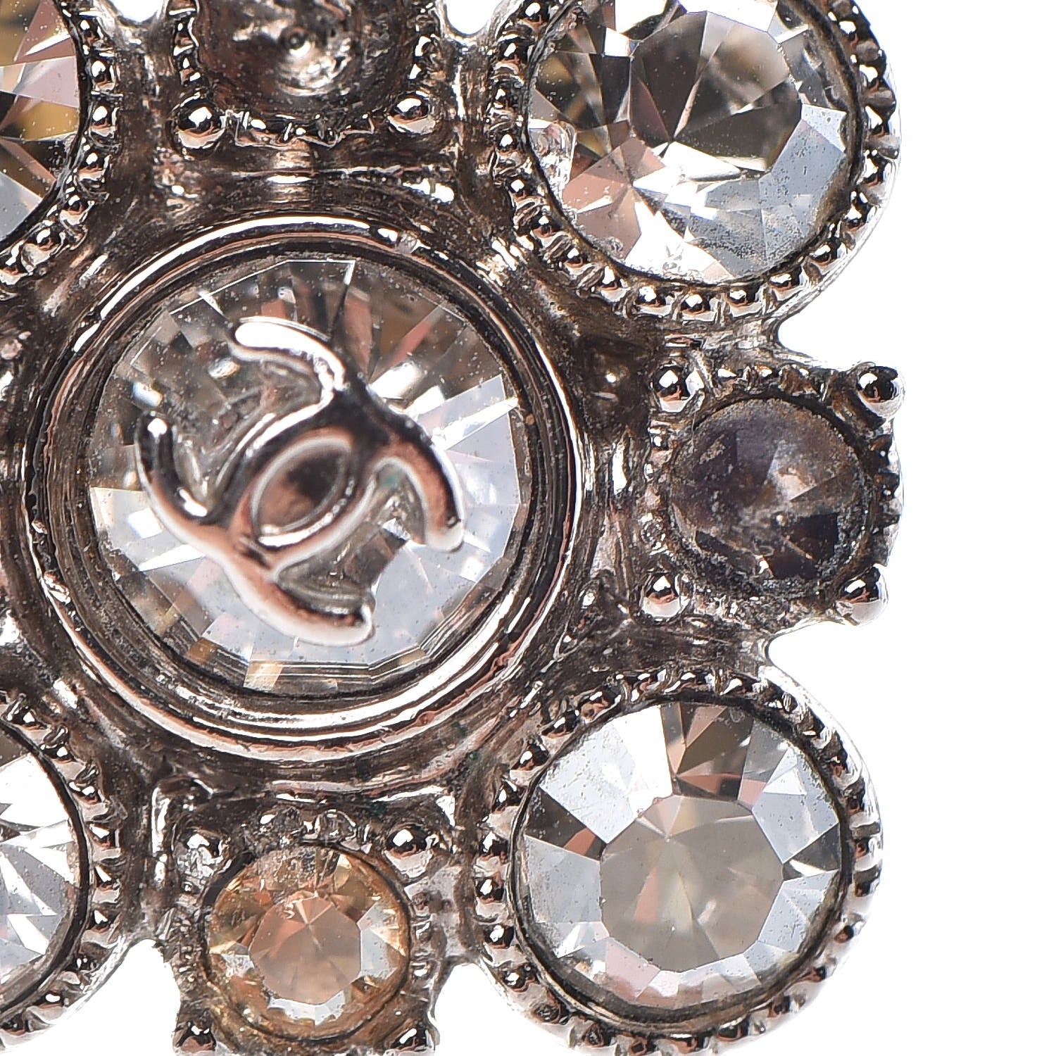 Chanel Crystal CC Earrings Silver 6 of 6