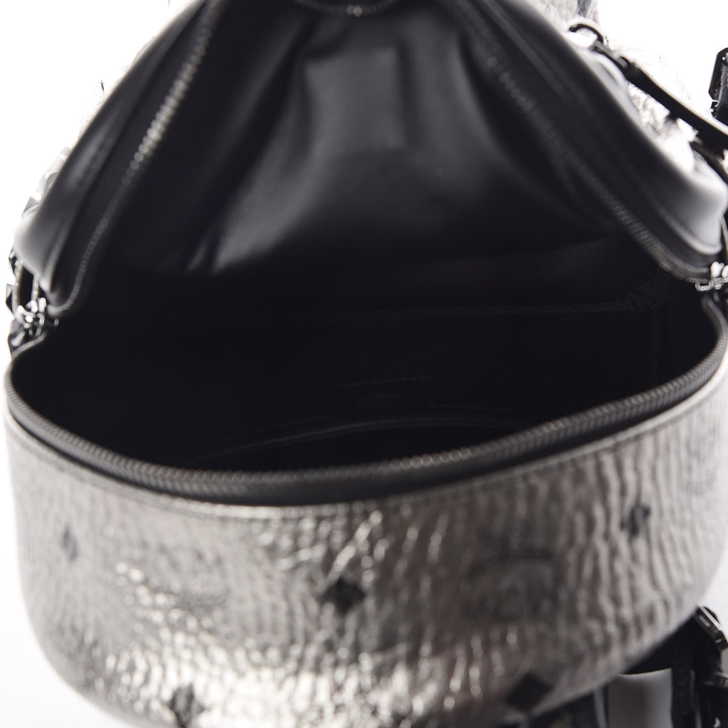 Metallic Visetos Side Stud Mini Stark Backpack Silver Black