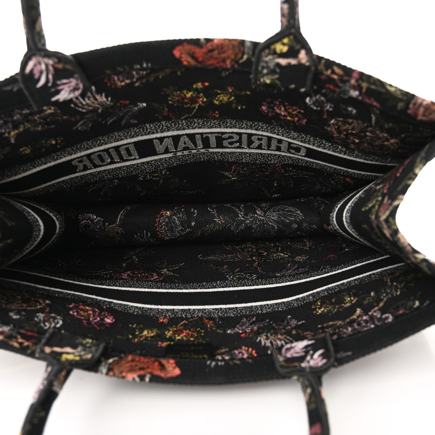 Christian Dior Canvas Jardin Botanique Embroidered Large Book Tote Black Multicolor 5 of 10