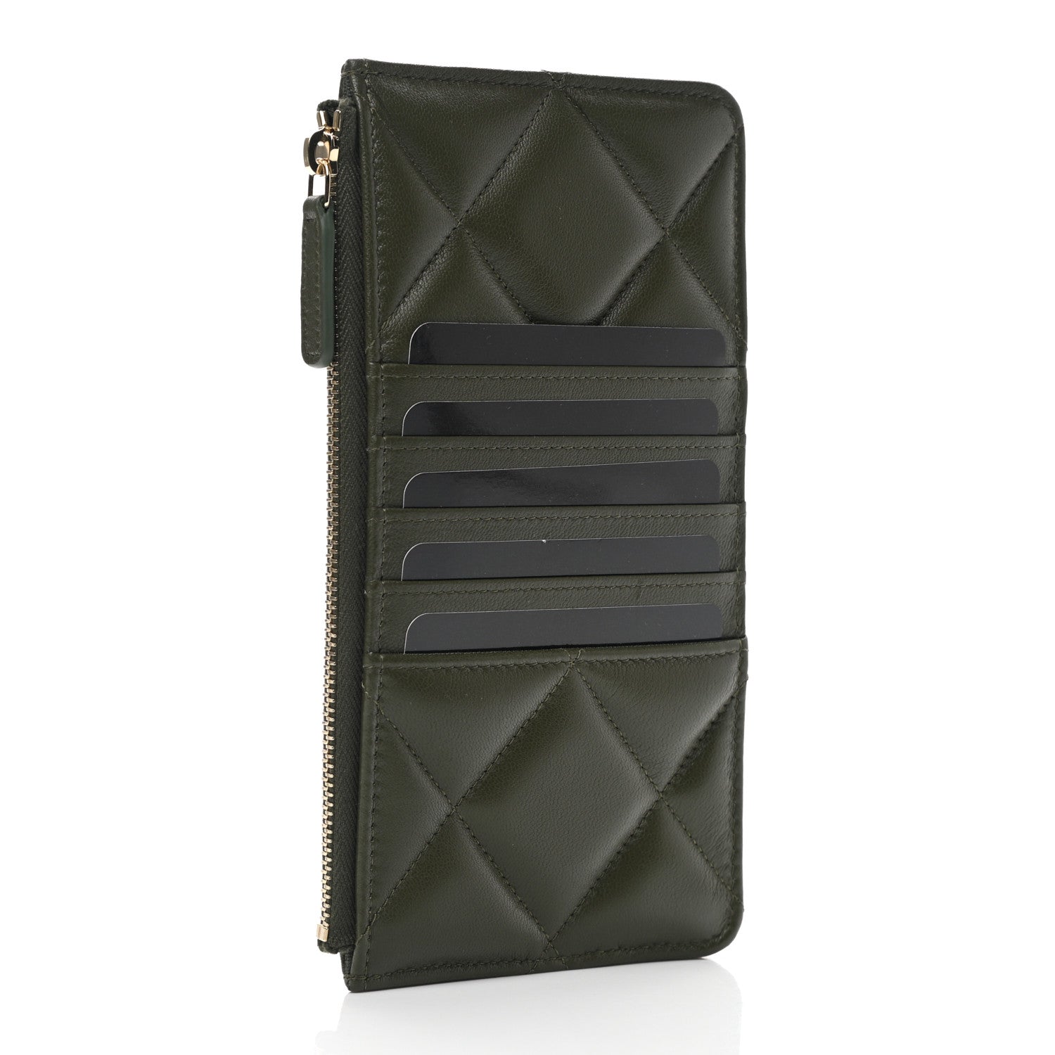 Chanel Lambskin Quilted Chanel 19 Phone and Card Holder Khaki 3 of 8