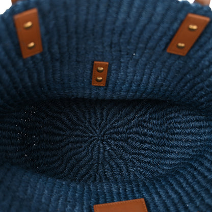 Saint Laurent Raffia Calfskin Small Panier Tote Blue 5 of 13