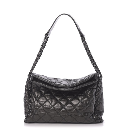 Chanel Metallic Aged Calfskin Quilted Medium Chain Me Hobo Dark Grey 1 of 10