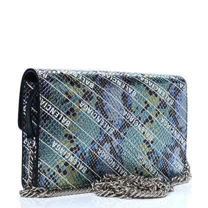 Balenciaga Metallic Calfskin Snake Effect Diagonal Logo BB Wallet On Chain Multicolor 2 of 4