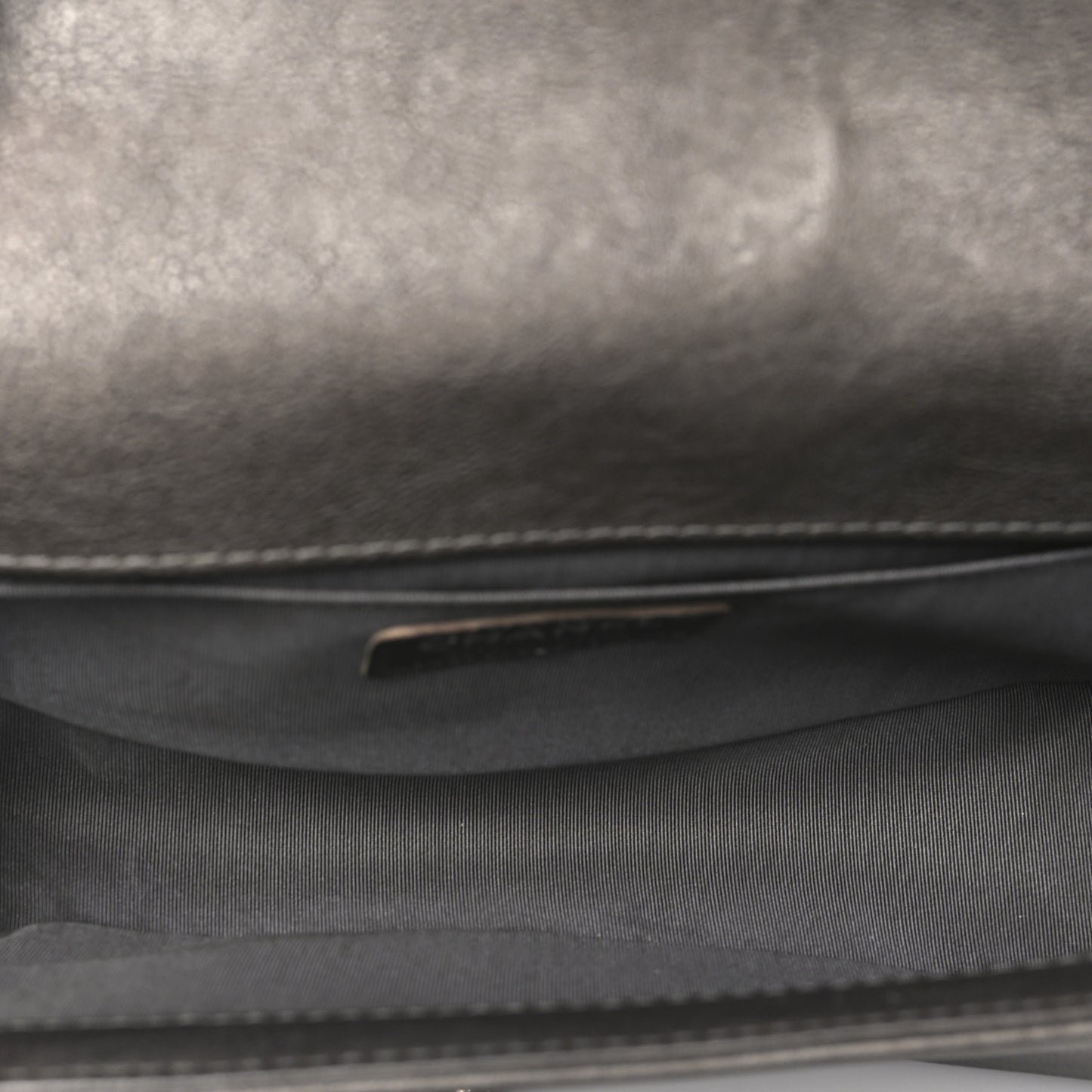 Metallic Calfskin Quilted Medium Boy Flap Dark Silver