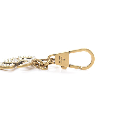 Gucci Metal Interlocking GG Pearl Studded Key Charm Gold 3 of 4