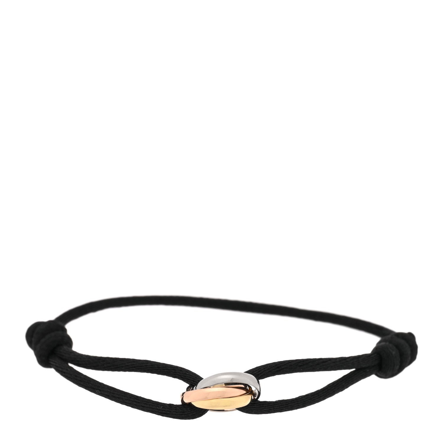 Cartier 18k Pink Yellow White Gold Trinity Adjustable Cord Bracelet Black 1 of 3