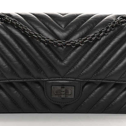 Chanel Aged Calfskin Chevron Quilted 2.55 Reissue 225 Flap So Black 8 of 14