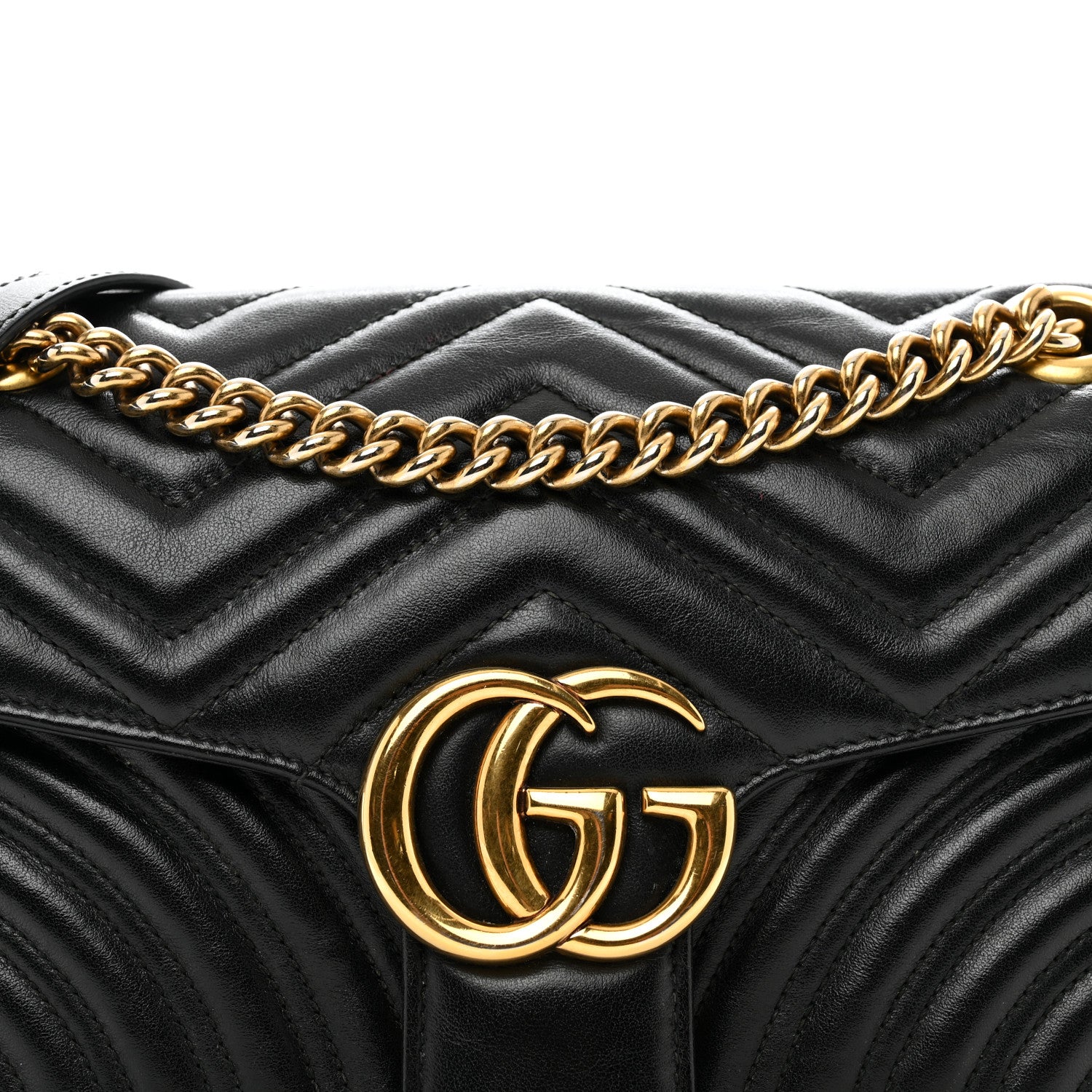 Gucci Calfskin Matelasse Small GG Marmont Shoulder Bag Black 5 of 14
