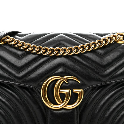 Gucci Calfskin Matelasse Small GG Marmont Shoulder Bag Black 5 of 14