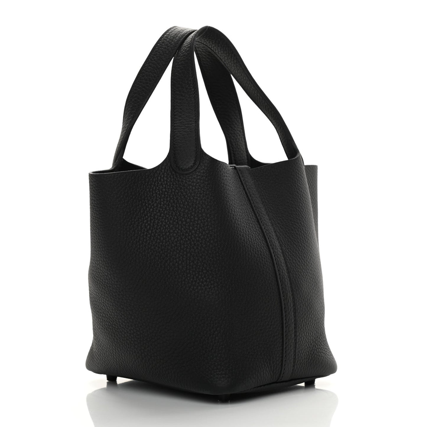 Taurillon Clemence Monochrome Picotin Lock 18 PM Black