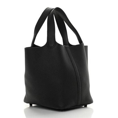Hermes Taurillon Clemence Monochrome Picotin Lock 18 PM Black 3 of 12