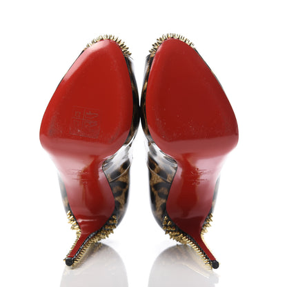 Christian Louboutin Patent Leopard New Very Prive Spikes 120 Pumps 38 Brown 5 of 9