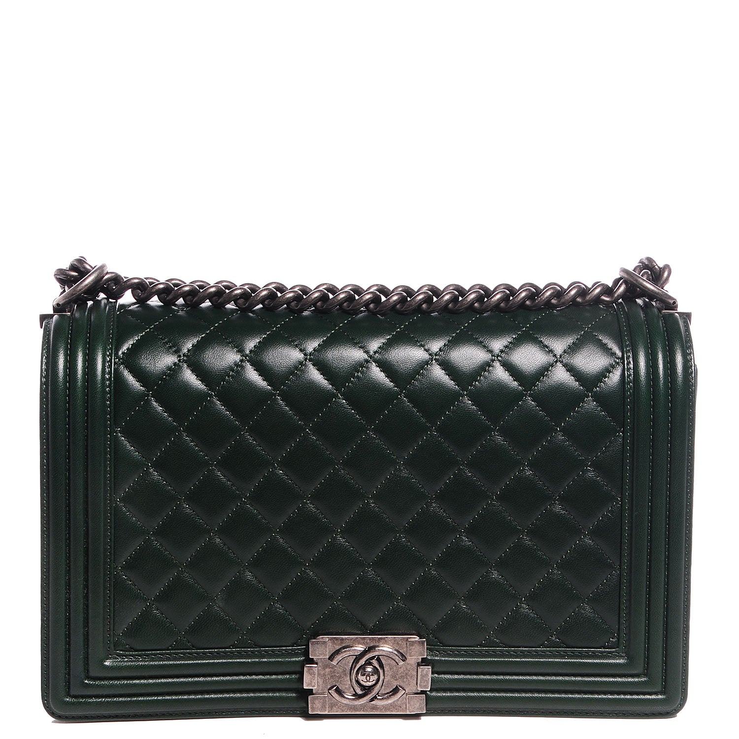 Chanel Lambskin Quilted New Medium Boy Flap Dark Green 1 of 7