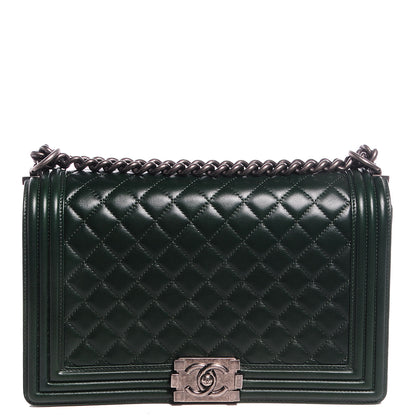 Chanel Lambskin Quilted New Medium Boy Flap Dark Green 1 of 7