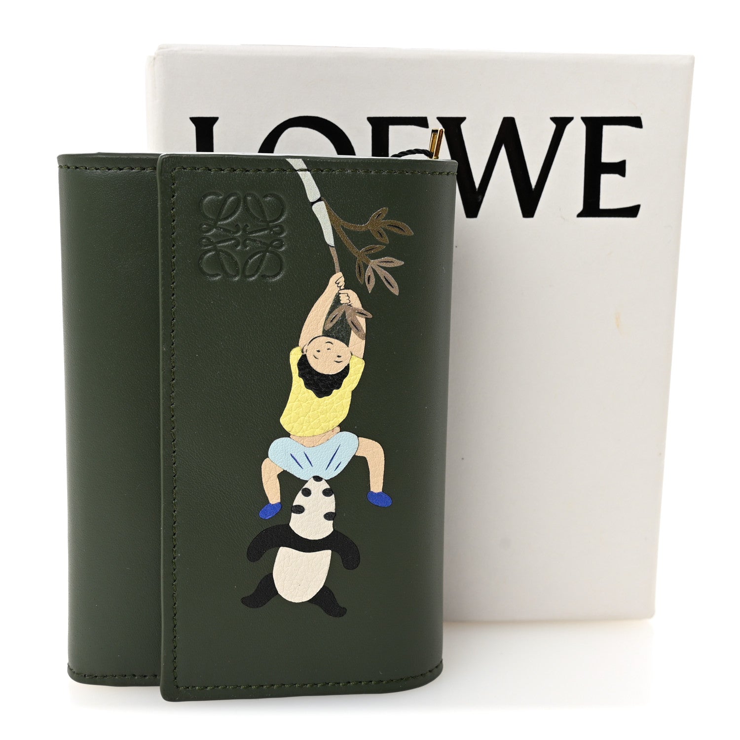 Loewe X SUNA FUJITA Satin Calfskin Panda Trifold Wallet Bottle