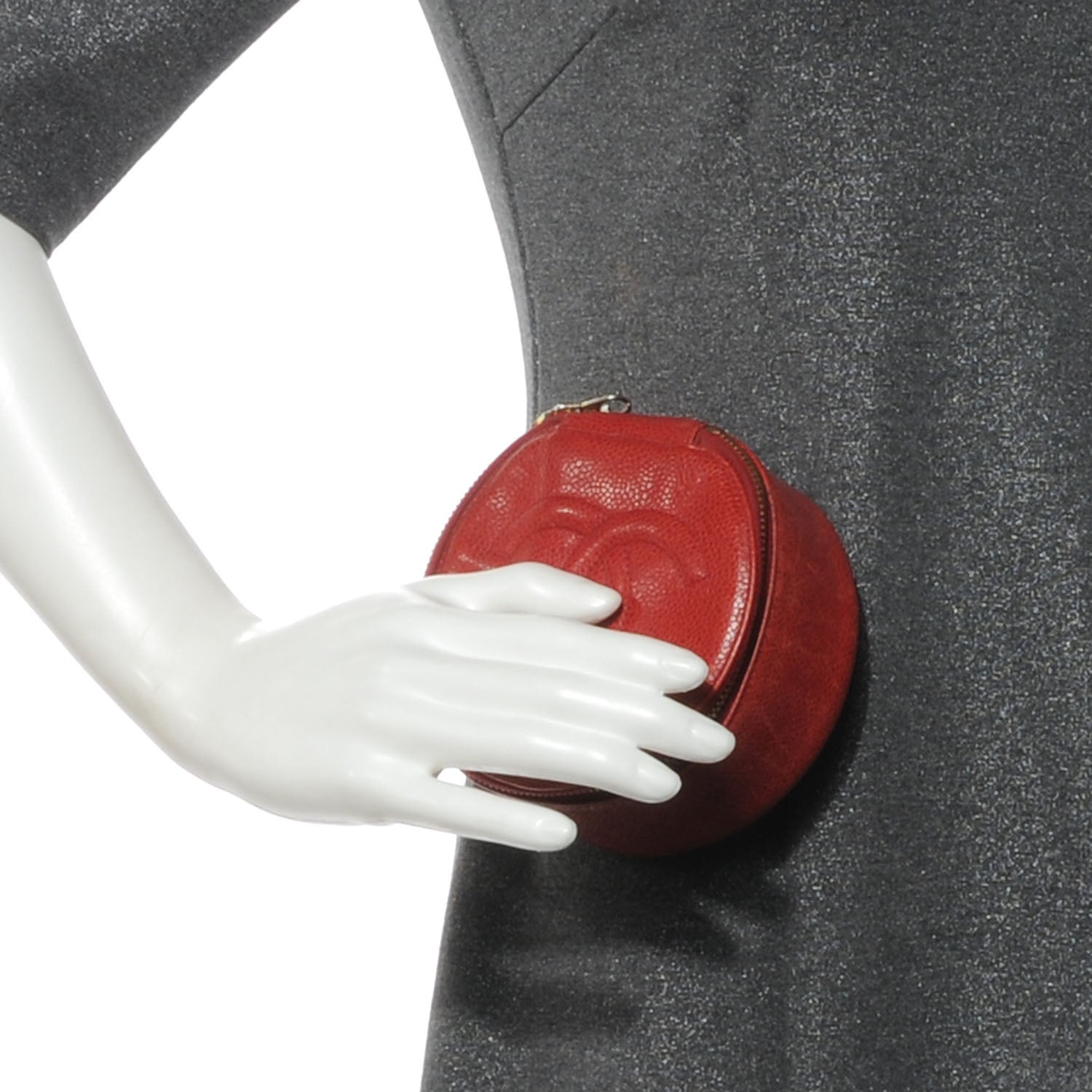 Chanel Caviar Round Jewelry Travel Case Red 2 of 8