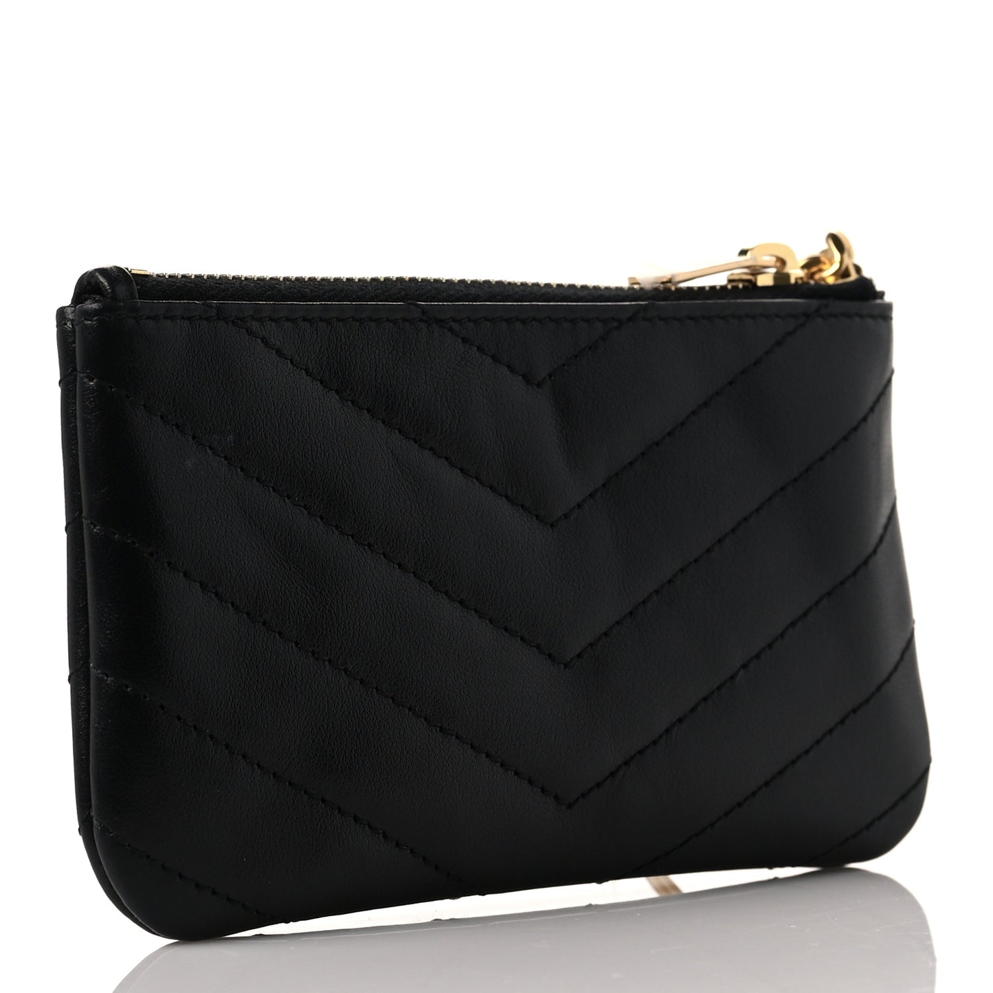 Calfskin Matelasse Monogram Key Pouch Black
