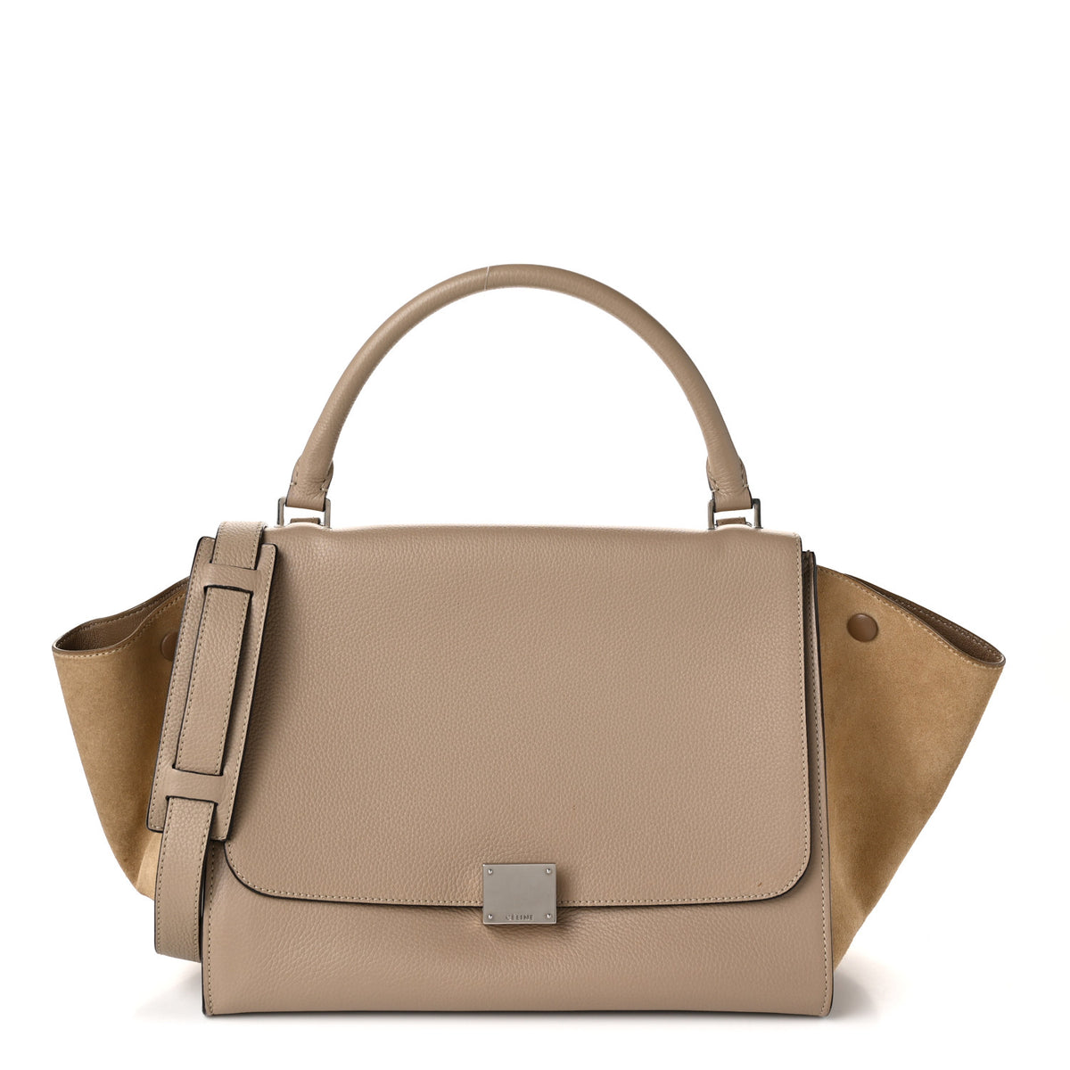 Celine Drummed Calfskin Suede Medium Trapeze Dune 1 of 11