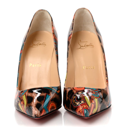 Christian Louboutin Patent Leopard Logo Print Pigalle Follies 100 Pumps 36.5 Multi 2 of 8