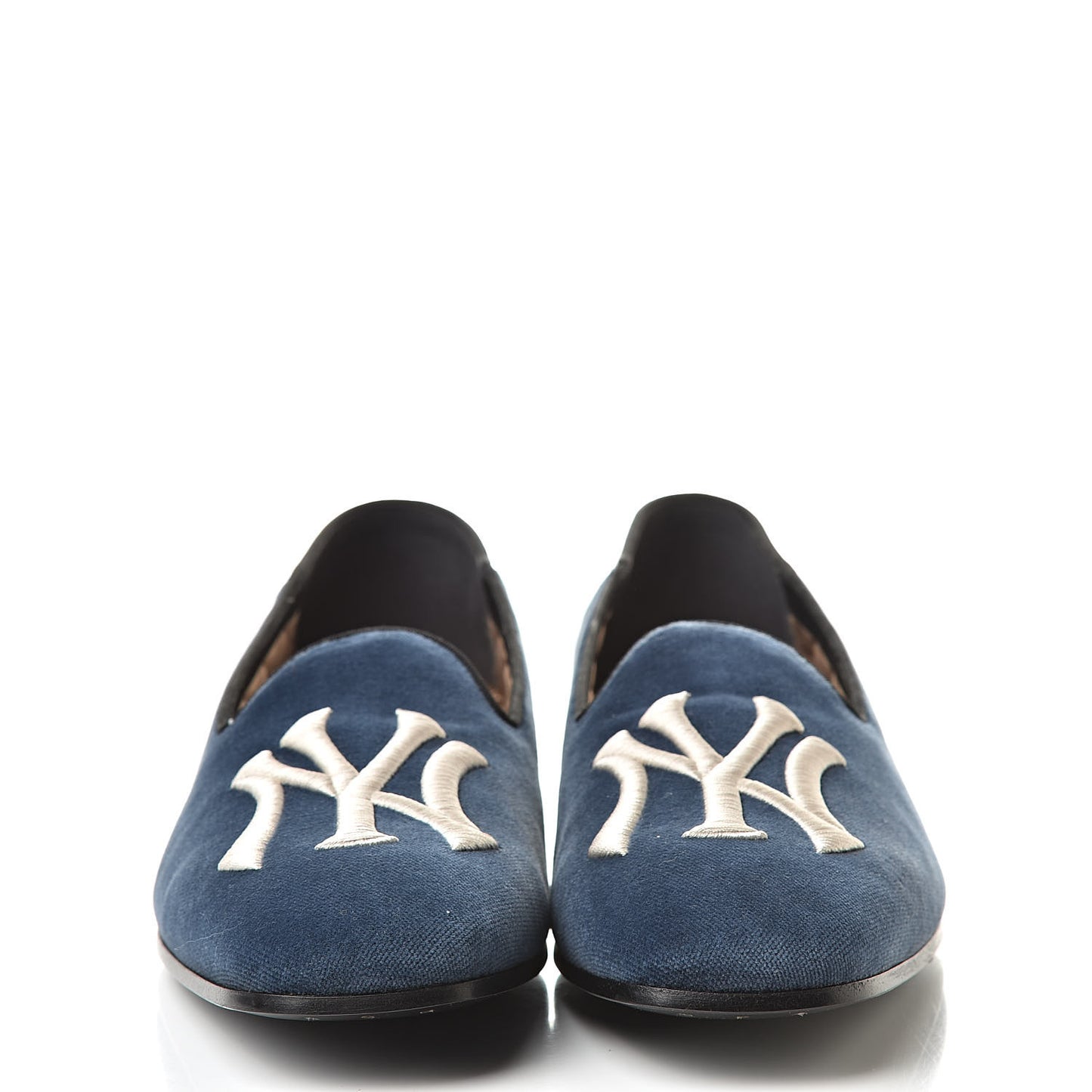 X MLB Velvet NY Yankees Embroidered Mens Loafers 8 Zaffre Black