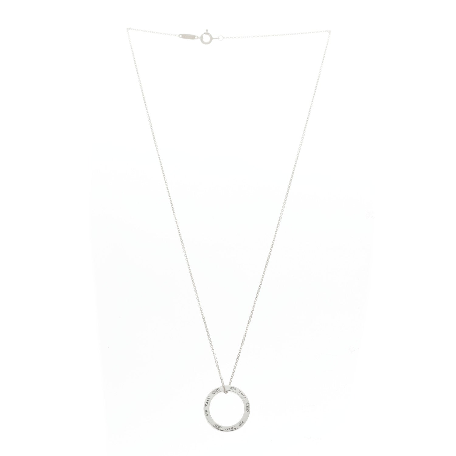 Tiffany Sterling Silver 1837 Circle Pendant Necklace 3 of 8