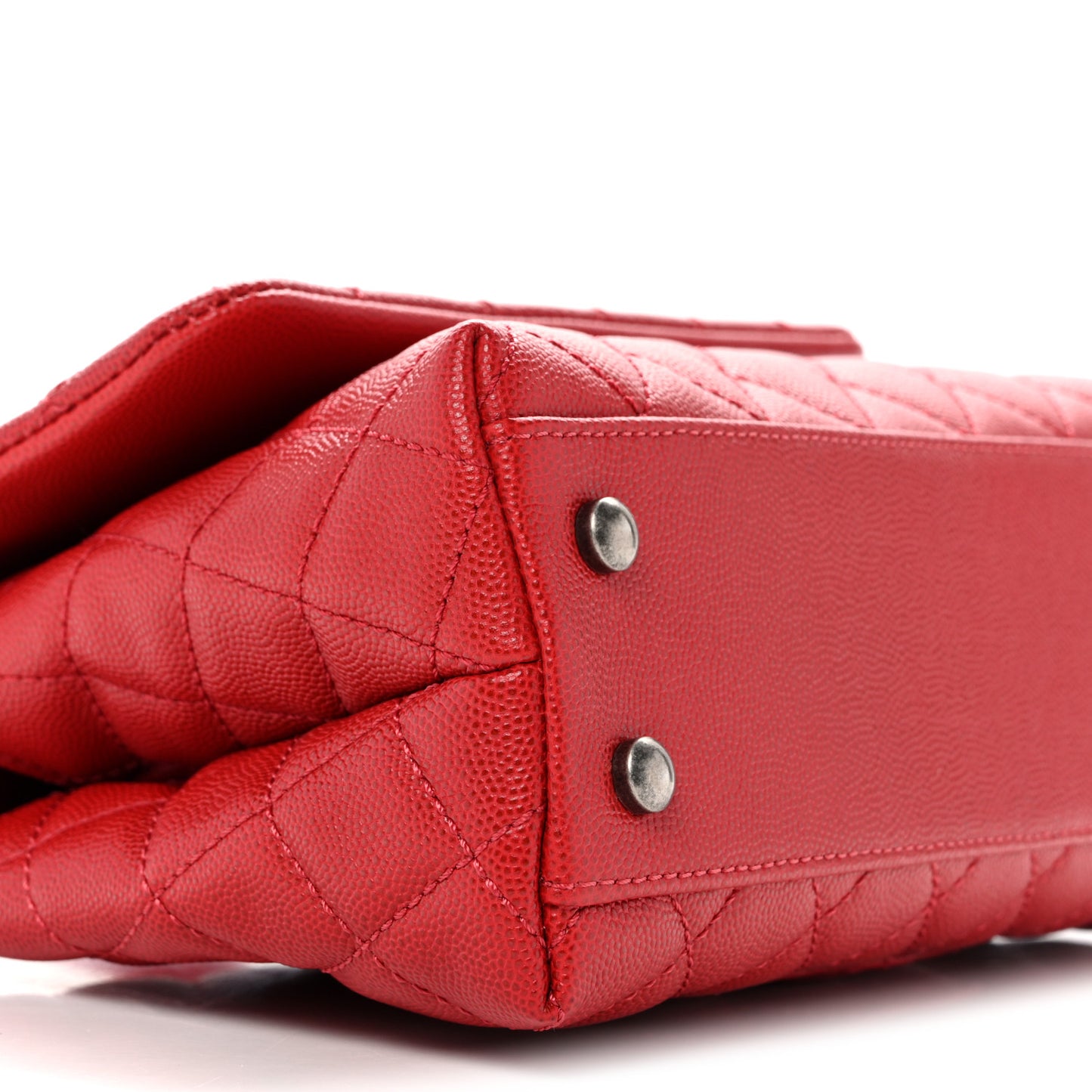 Caviar Quilted Mini Coco Handle Flap Red