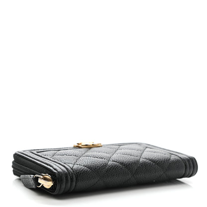 Chanel Caviar Quilted Small Boy Zip Around Wallet Black 4 of 8