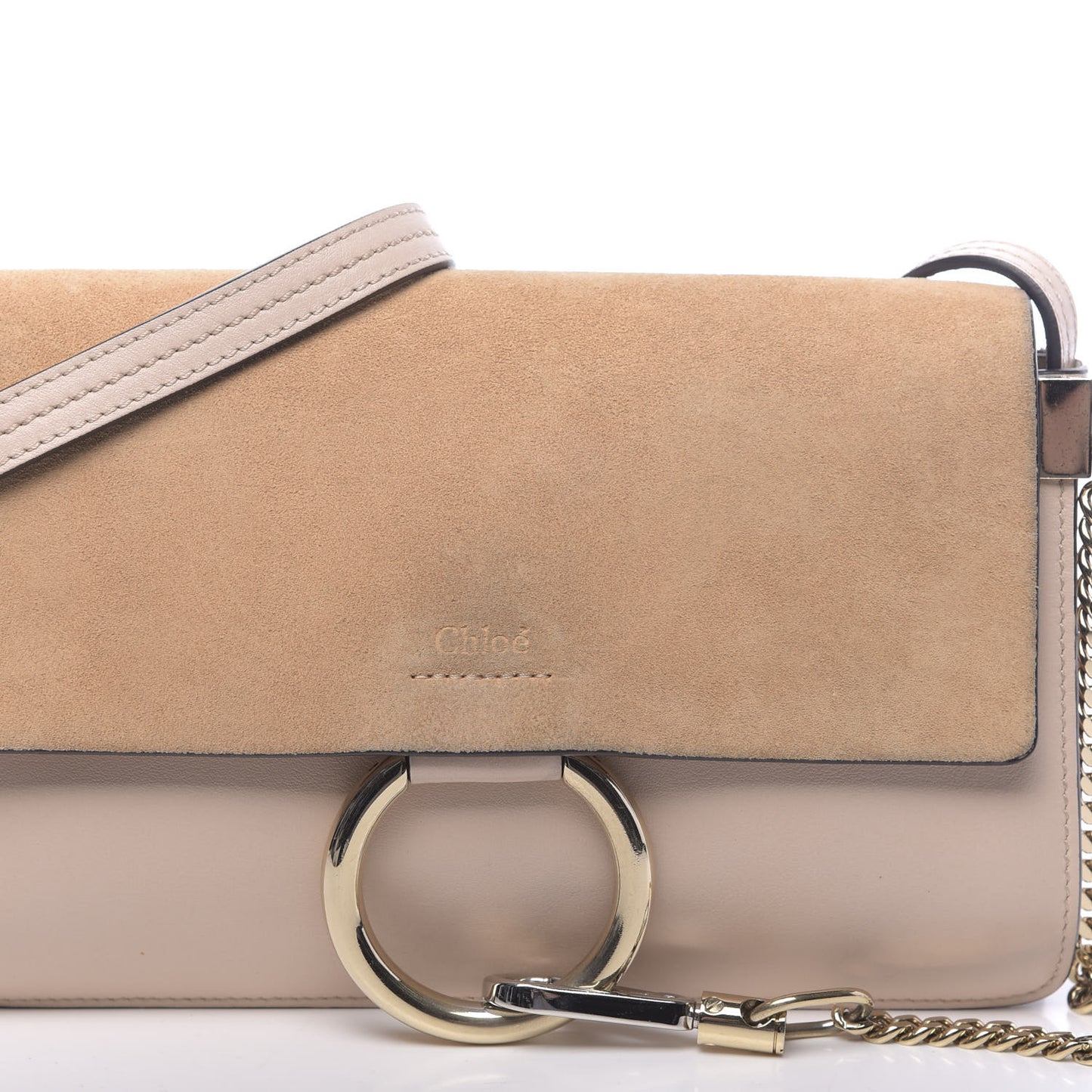 Suede Calfskin Small Faye Shoulder Bag Cement Pink