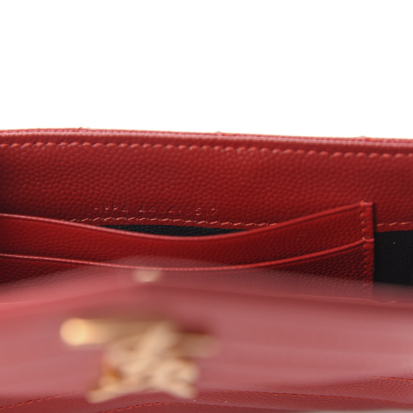 Grain De Poudre Matelasse Chevron Small Monogram Envelope Wallet New Red