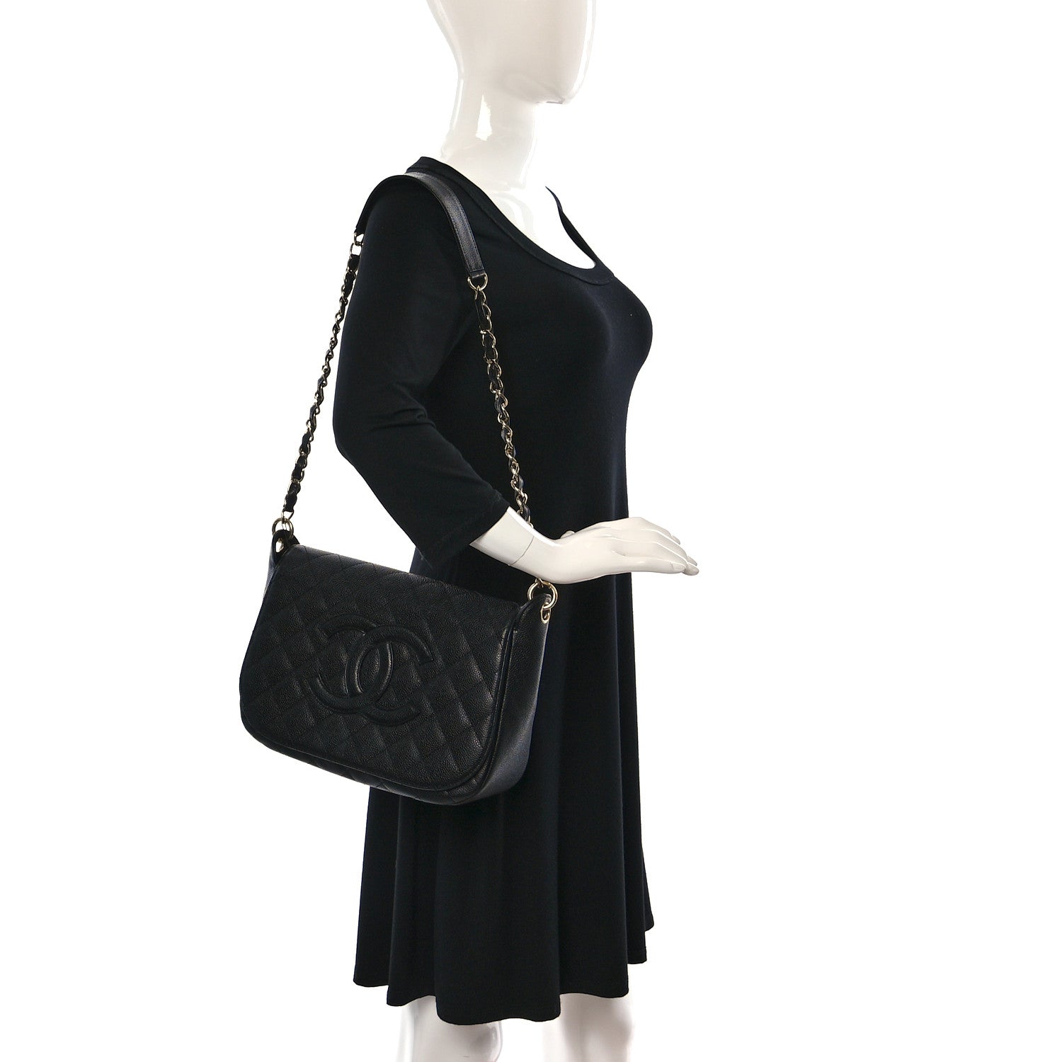 Chanel Caviar Quilted Timeless CC Messenger Flap Black 2 of 9