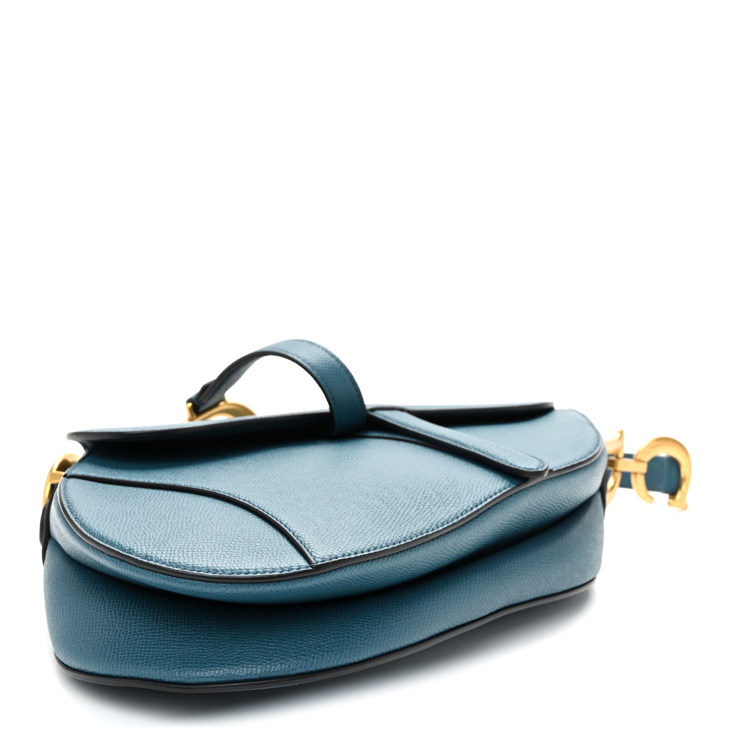 Christian Dior Grained Calfskin Saddle Bag Steel Blue 4 of 10