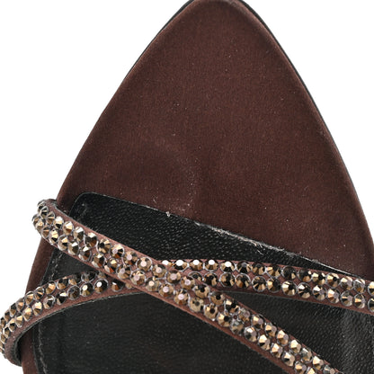 Saint Laurent Satin Crystal Ava 105 Sandals 37 Amaranth 9 of 11