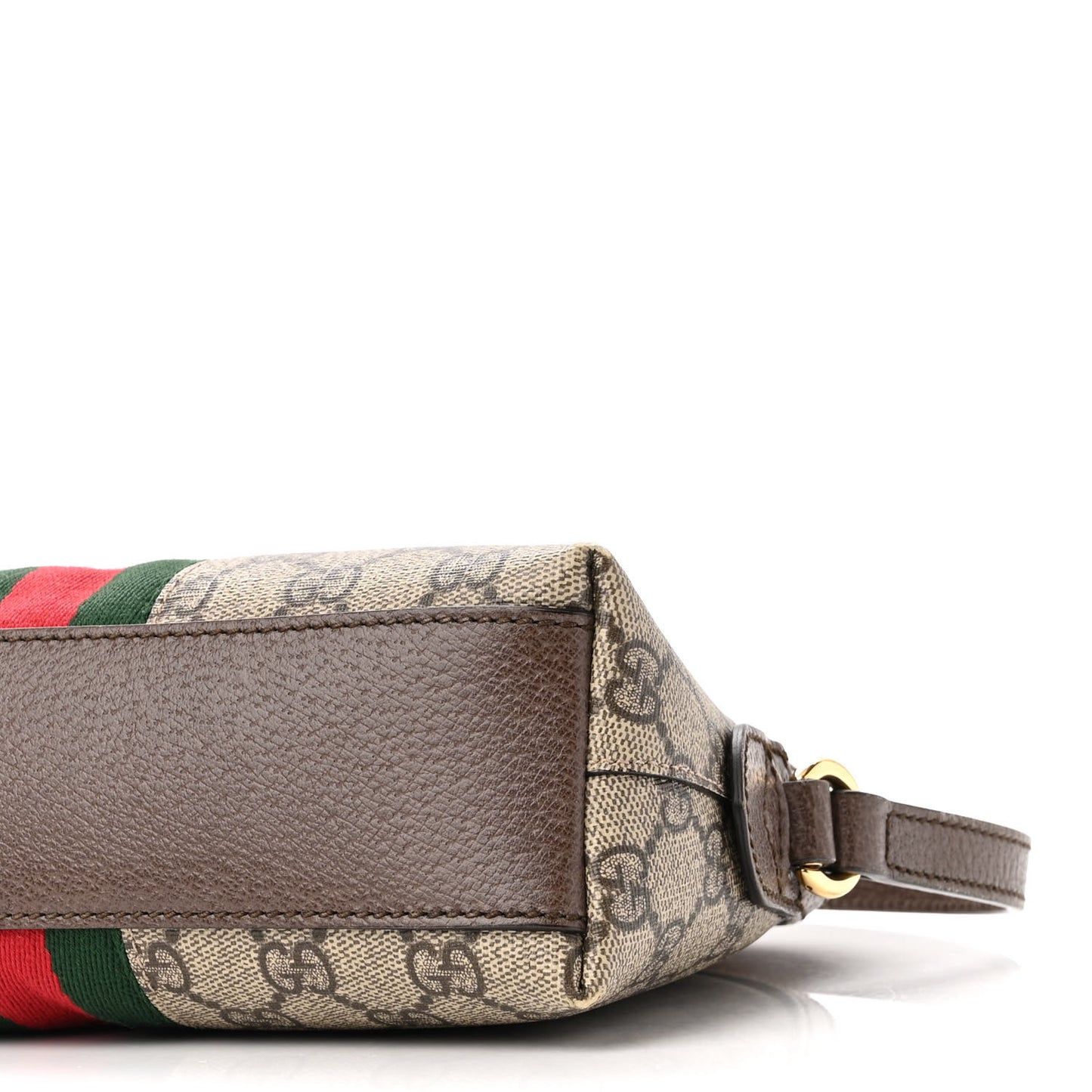 GG Supreme Monogram Textured Dollar Calfskin Web Small Ophidia Dome Shoulder Bag Beige Ebony New Acero
