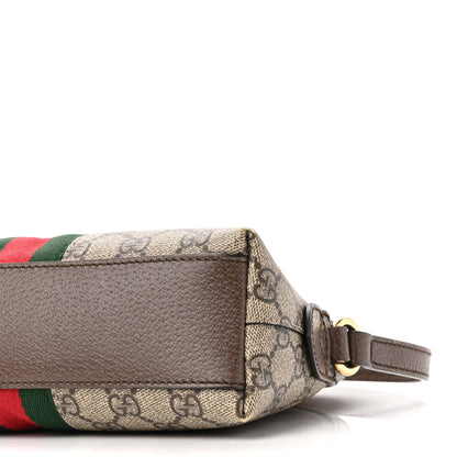 Gucci GG Supreme Monogram Textured Dollar Calfskin Web Small Ophidia Dome Shoulder Bag Beige Ebony New Acero 10 of 10