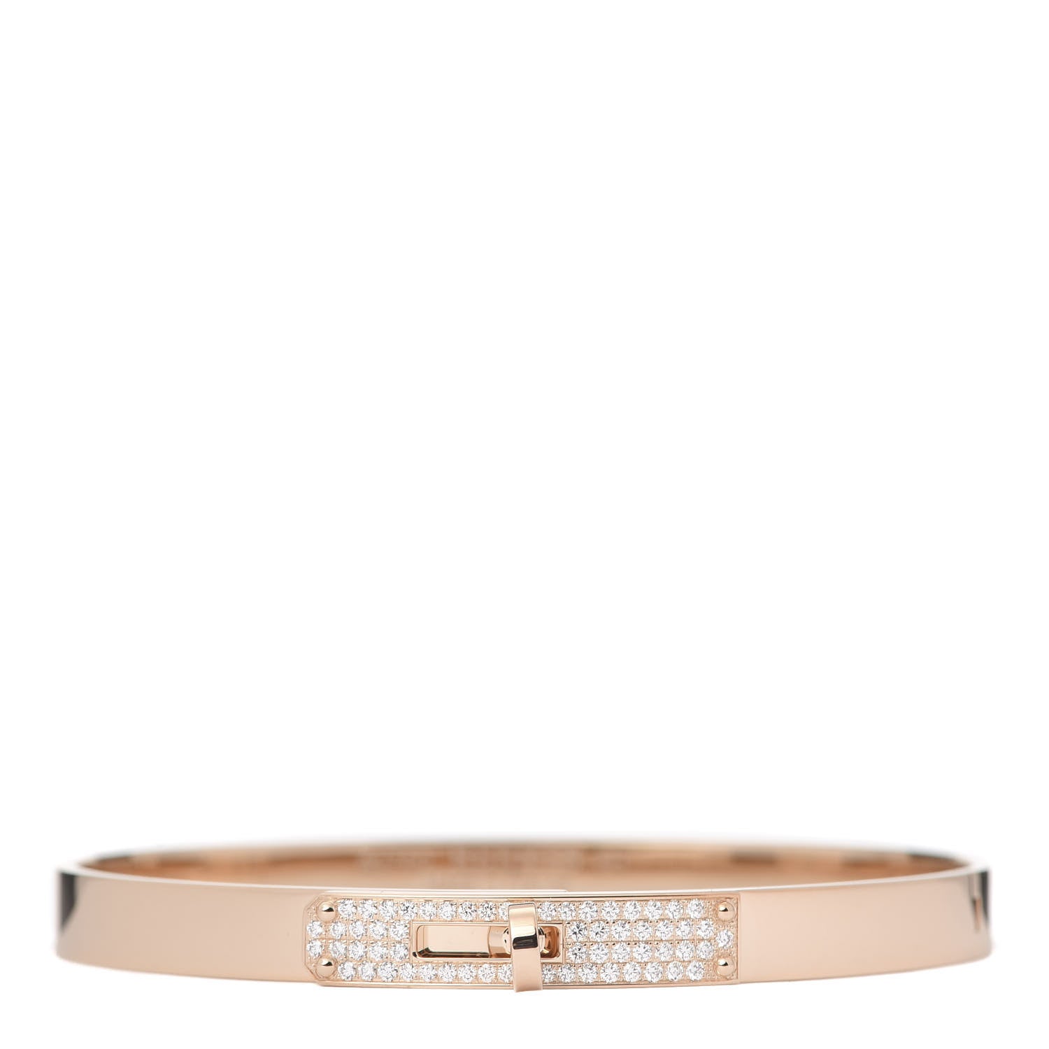 Hermes 18K Rose Gold Diamond PM Kelly Pave Bracelet SH 1 of 6