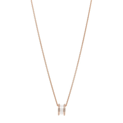 Bulgari 18K Rose Gold White Ceramic Diamond B.Zero1 Pendant Necklace 1 of 6