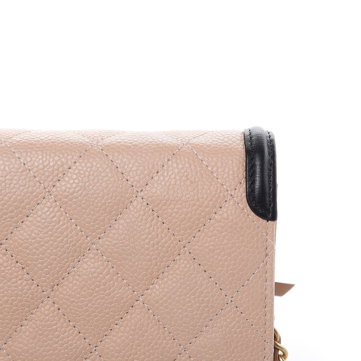 Caviar Quilted CC Filigree Wallet On Chain WOC Beige Black