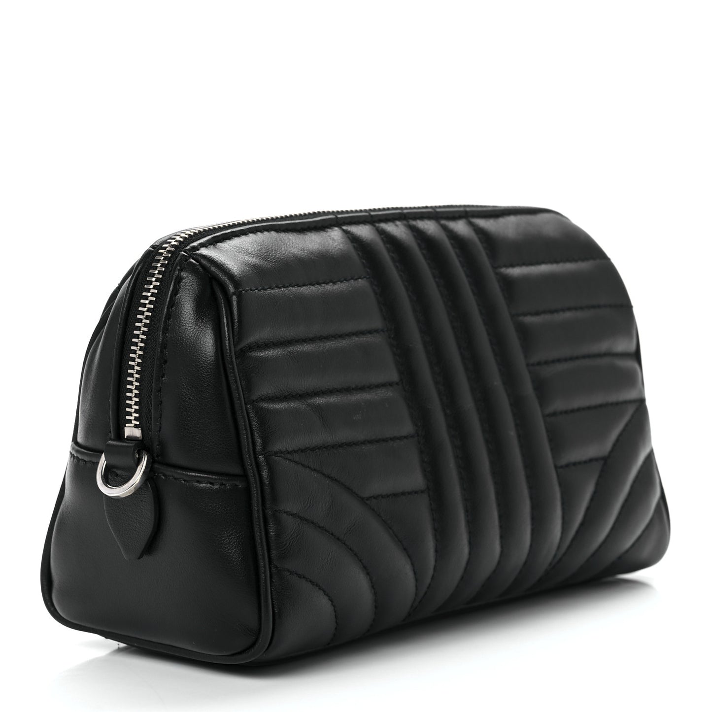 Soft Calfskin Impunture Diagramme Wristlet Pouch Black