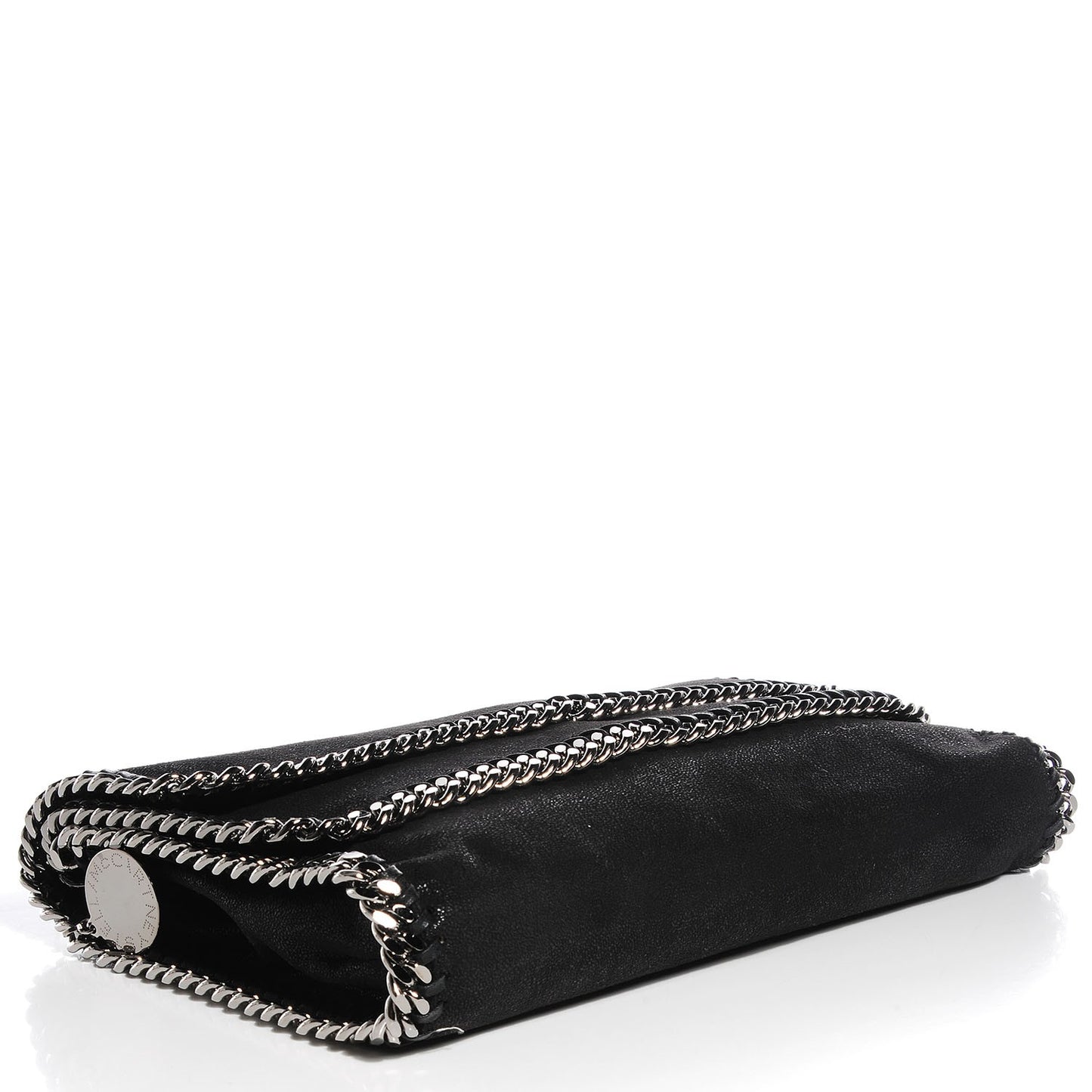 Faux Leather Shaggy Deer Falabella Fold Over Clutch Black