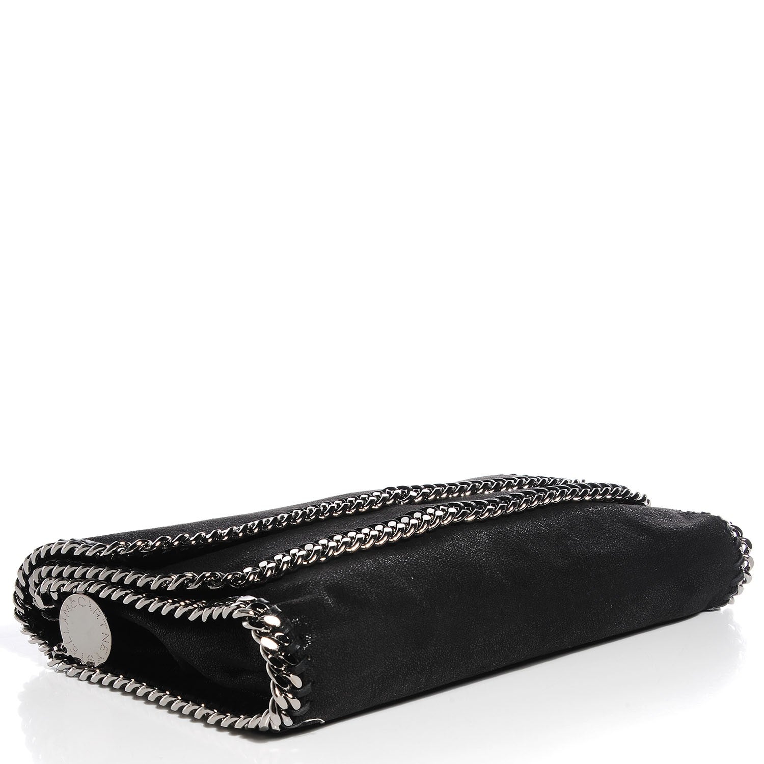 Stella McCartney Faux Leather Shaggy Deer Falabella Fold Over Clutch Black 4 of 6