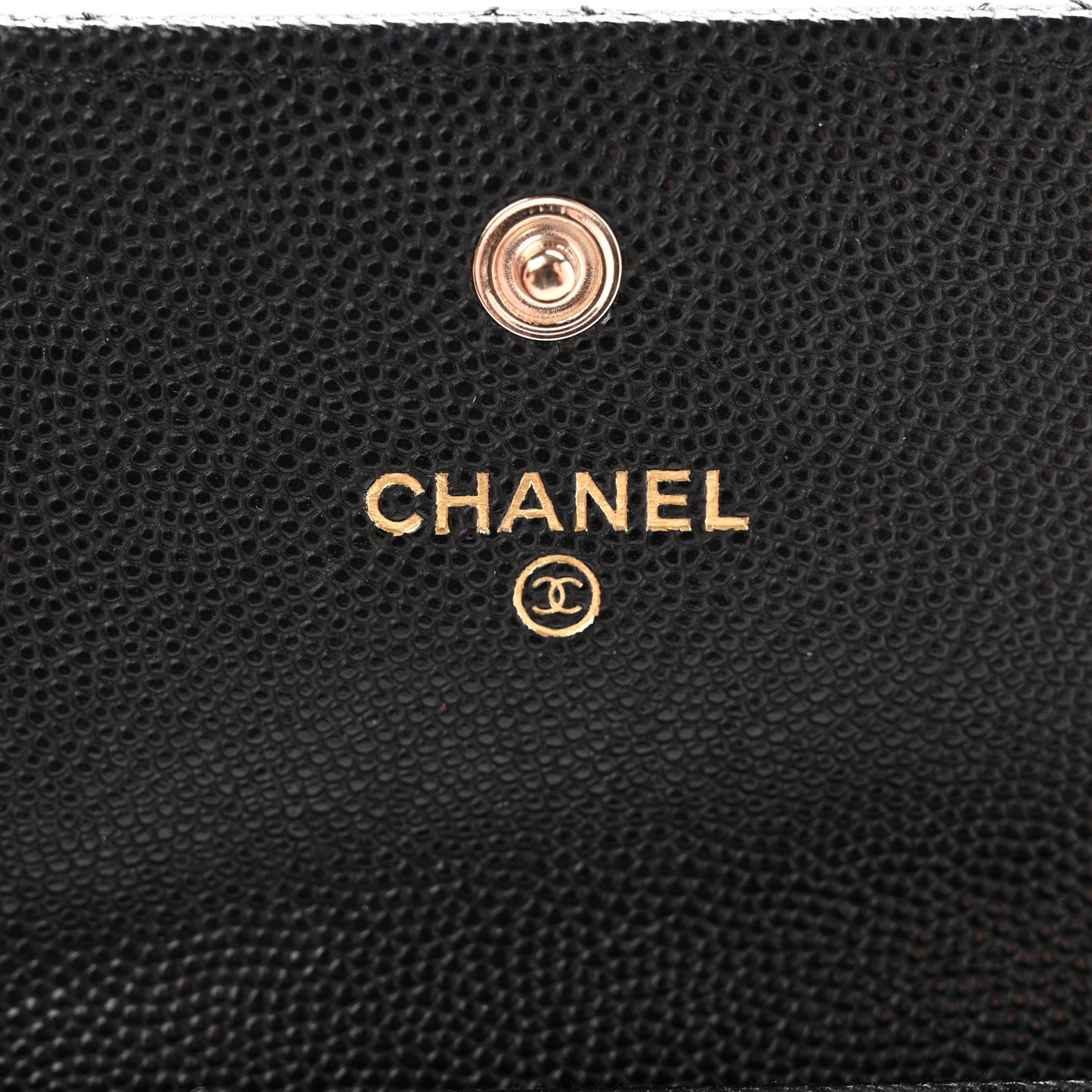 Shiny Caviar Enamel Quilted CC Flap Card Holder Black