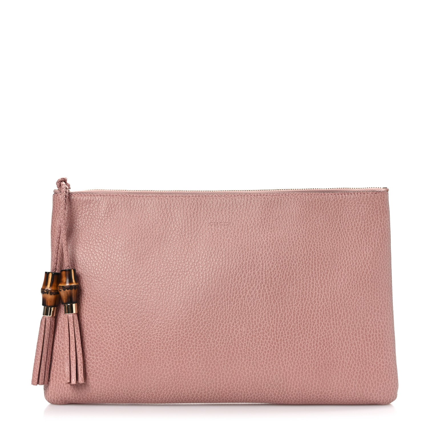 Gucci Calfskin Large Bamboo Clutch Pink 1 of 10
