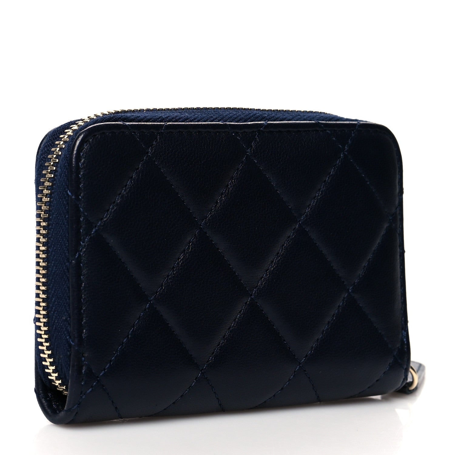 Chanel Lambskin Lucky Charms Zip Coin Purse Navy 3 of 9