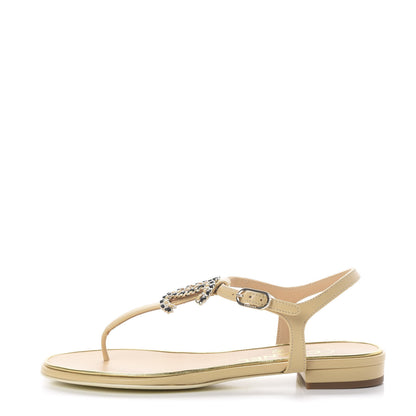 Chanel Lambskin CC Chain Thong Sandals 36 Beige 1 of 8