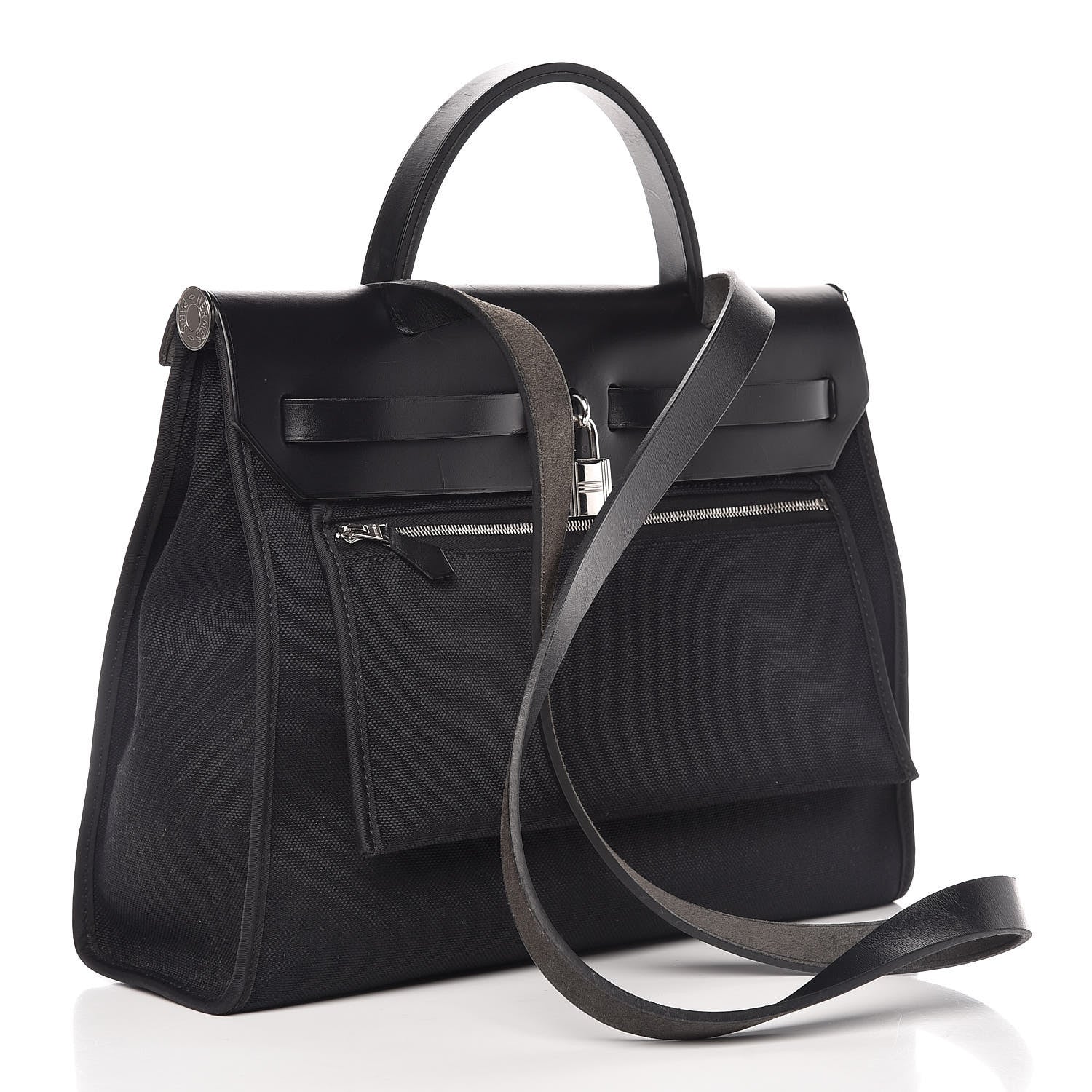 Hermes Military Toile Vache Hunter Herbag Zip PM 31 Black 4 of 11