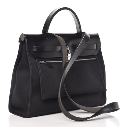 Hermes Military Toile Vache Hunter Herbag Zip PM 31 Black 4 of 11