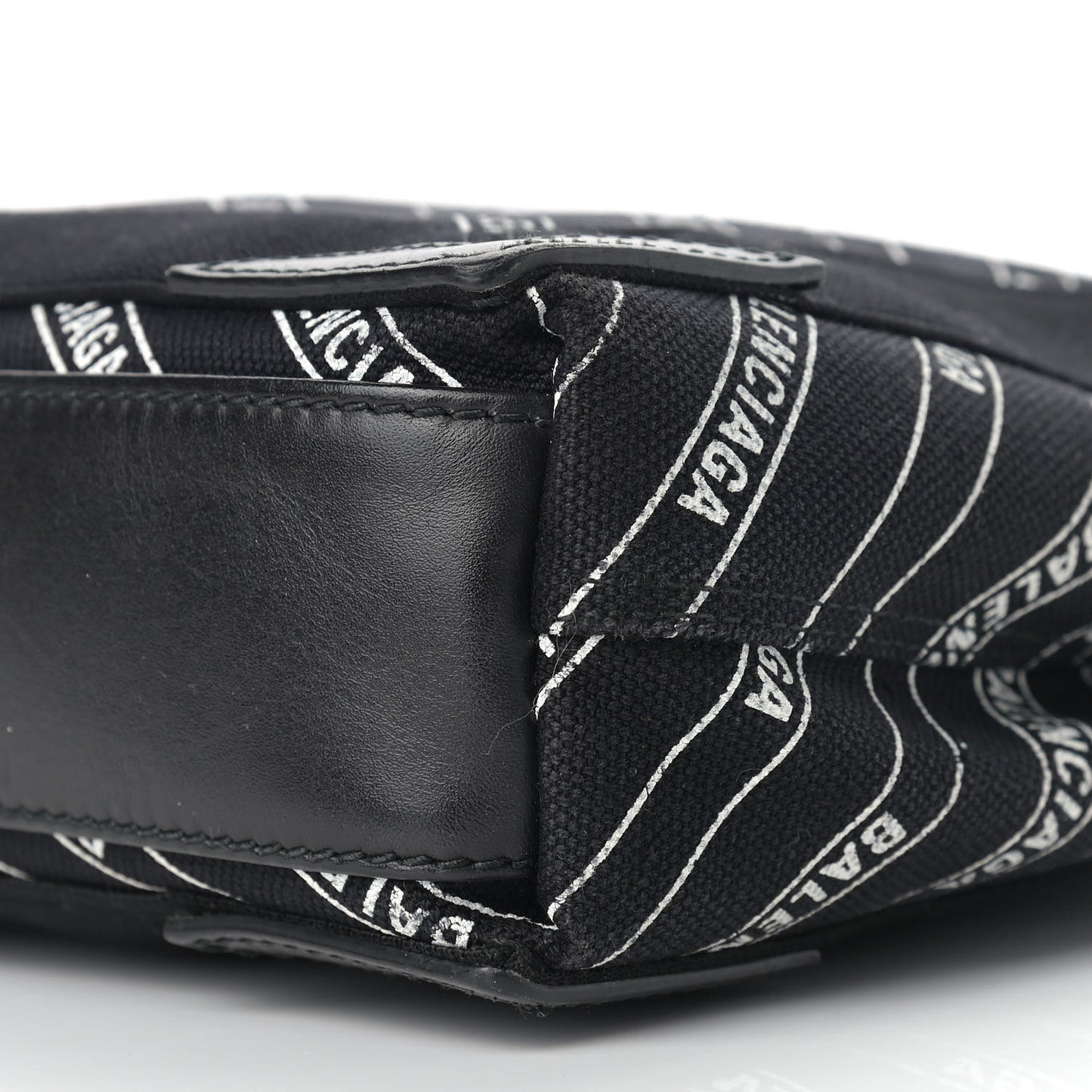 Cotton Canvas Calfskin Logo Print Navy Cabas XS Black White