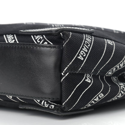 Balenciaga Cotton Canvas Calfskin Logo Print Navy Cabas XS Black White 10 of 10